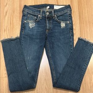 Rag & Bone Women's Blue Distressed Skinny Jeans Size Waist 24